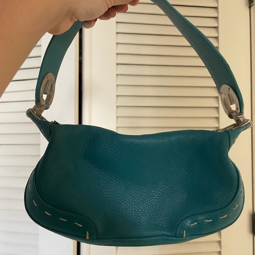 Escada Authentic Leather Turquoise/Teal Purse - image 1